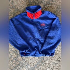 Vintage Marmot Blue Fleece Pullover with Red Trim